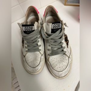 Golden goose White Ball Star sneakers in leather with leopard-print star